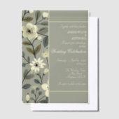 Olive Green and Champagne Floral Framed  Wedding Vellum Uitnodigingen (Offset)