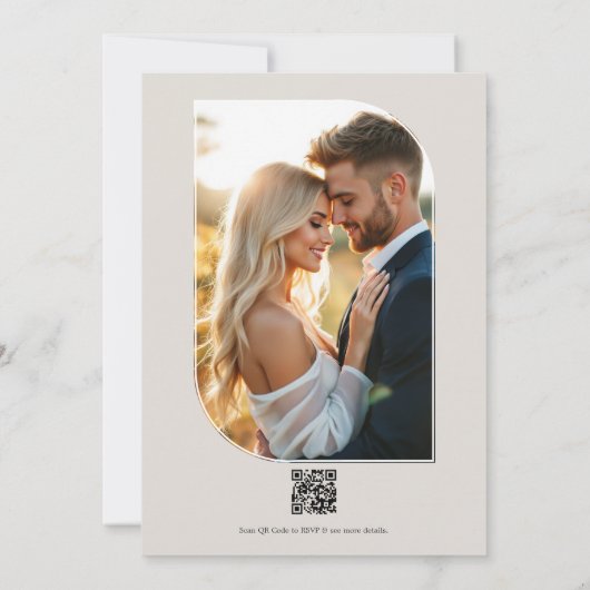 Olive Green and Neutral Floral Wedding QR Code Kaart (Achterkant)