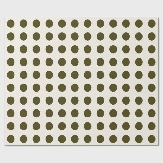 Olive Green and Old Lace Polka Dot Pattern Cadeaupapier (Vlak)