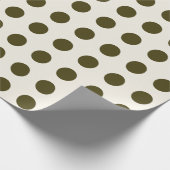 Olive Green and Old Lace Polka Dot Pattern Cadeaupapier (Hoek)