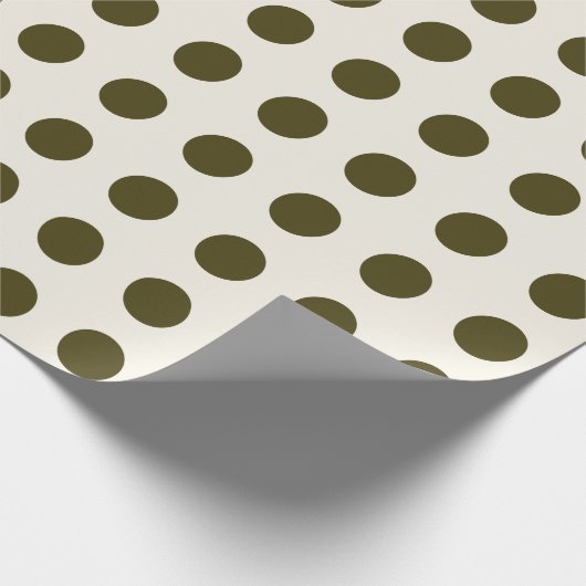 Olive Green and Old Lace Polka Dot Pattern Cadeaupapier (Hoek)