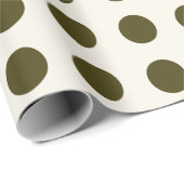 Olive Green and Old Lace Polka Dot Pattern Cadeaupapier (Rol Hoek)