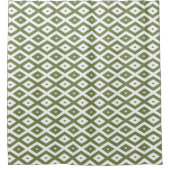 Olive green and white diamond pattern douchegordijn (Voorkant)