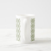 Olive green and white diamond pattern porselein kop (Achterkant)