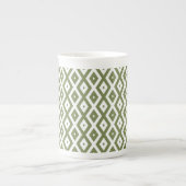 Olive green and white diamond pattern porselein kop (Voorkant)