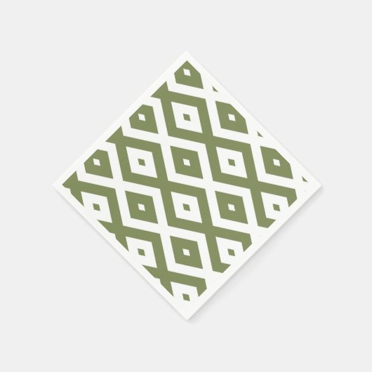 Olive green and white diamond pattern servet (Hoek)