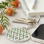 Olive green and white diamond pattern sleutelhanger (Voorkant Rechts)
