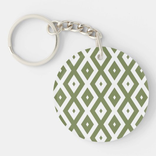 Olive green and white diamond pattern sleutelhanger (Voorkant)