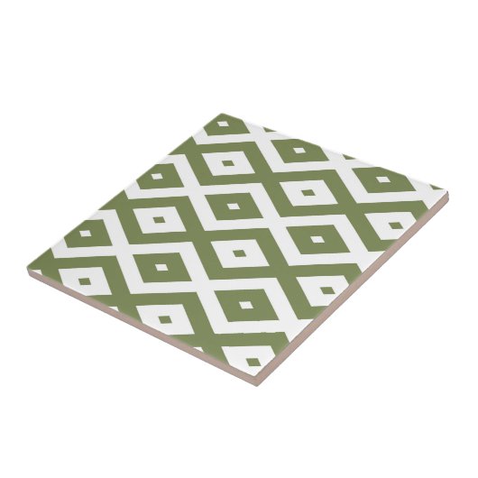 Olive green and white diamond pattern tegeltje (Zijkant)