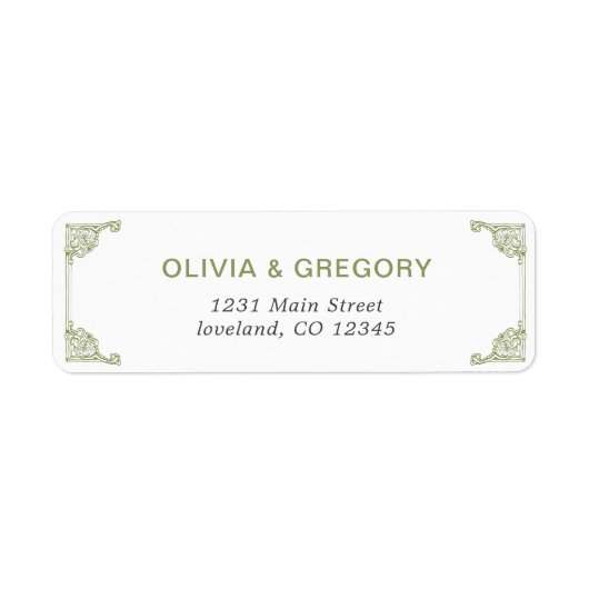 Olive Green Antiek retouradres labels (Voorkant)