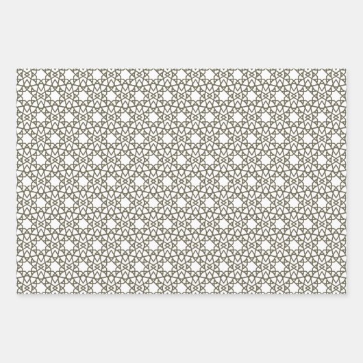 Olive Green Arabesque Patroon Design Inpakpapier Vel (Voorkant)