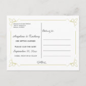 Olive Green Art Deco Bewaar de datum Post Kaart (Achterkant)