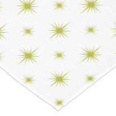 Olive Green Atomic Starburst Mid Century Patroon Korte Tafelloper (Hoek)