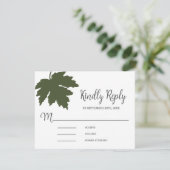 Olive Green Autum Maple Leaf Wedding RSVP Kaart (Staand voorkant)