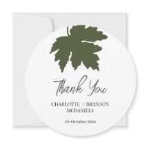 Olive Green Autumn Maple Leaf Weddenschap Bedankt