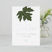 Olive Green Autumn Maple Leaf Weddenschap Bedankt Folie Uitnodiging (Staand Voorkant)