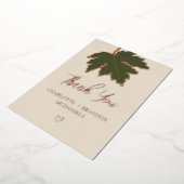 Olive Green Autumn Maple Leaf Weddenschap Bedankt Folie Uitnodiging (Gedraaid)