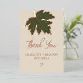 Olive Green Autumn Maple Leaf Weddenschap Bedankt Folie Uitnodiging (Staand Voorkant)