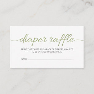 Olive Green Baby shower Raffle Ticket Insert