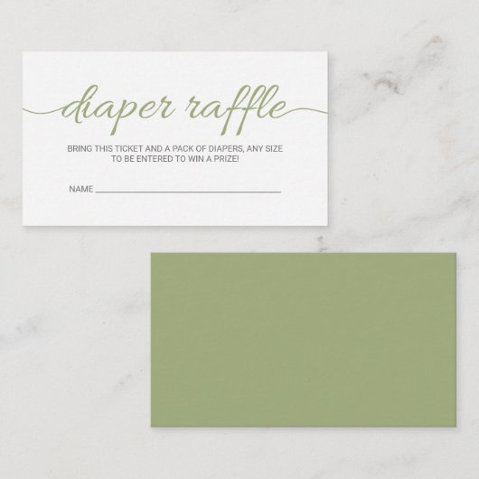 Olive Green Baby shower Raffle Ticket Insert (Voorkant / Achterkant)