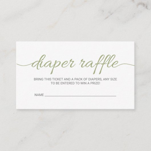 Olive Green Baby shower Raffle Ticket Insert (Voorkant)