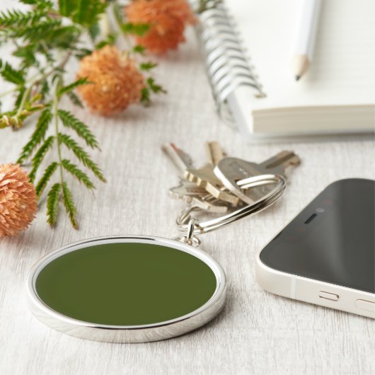 Olive Green Background Decor om aan te passen Sleutelhanger (Zijkant)
