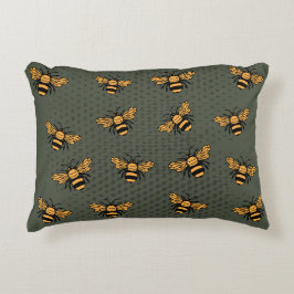 Olive Green Bee Mingle Accent Kussen