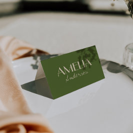 Olive Green Beige Old Money Wedding Place Cards    Kaart