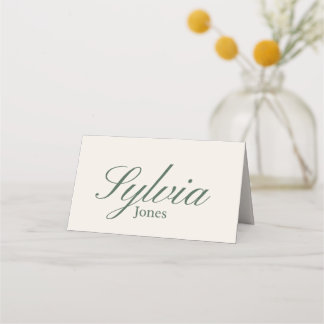 Olive green Beige Wedding folded place cards  Plaatskaartje