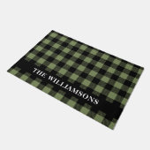 Olive Green Black Buffalo check gepersonaliseerd Deurmat (Schuin)