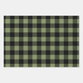 Olive Green Black Buffalo Check Pset Patroon Inpakpapier Vel (Voorkant 3)