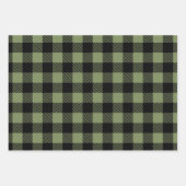Olive Green Black Buffalo Check Pset Patroon Inpakpapier Vel (Voorkant)