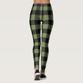 Olive Green Black Buffalo Check Pset Patroon Leggings (Achterkant)