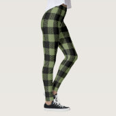 Olive Green Black Buffalo Check Pset Patroon Leggings (Rechts)