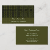 Olive Green Black Elegant Patroon Visitekaartje (Voorkant / Achterkant)