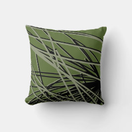 Olive Green, Black & Sage Modern Abstract Kussen
