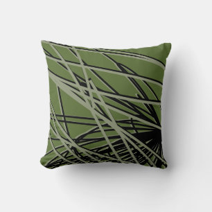 Olive Green, Black & Sage Modern Abstract Kussen