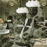 Olive Green Black Vintage Botanic Floral Toile Cadeaupapier<br><div class="desc">Mulberry Blue  Botanical Floral Toile Fabric for Decoupage.</div>