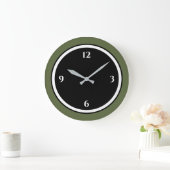 Olive Green Black & White Minimal Large Clock Grote Klok (Huis)