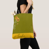 Olive Green Bloemen Minimal Trendy Stijlvol Tote Bag (Dichtbij)