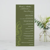 Olive Green Bloemen Trouwprogramma Programmakaart (Staand voorkant)