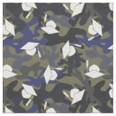 Olive Green Blue Camo Pattern Afstuderen Stof (Close Up)