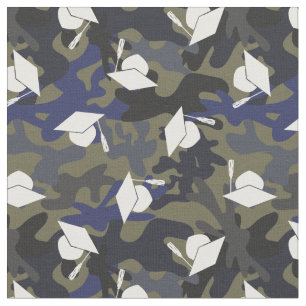Olive Green Blue Camo Pattern Afstuderen Stof