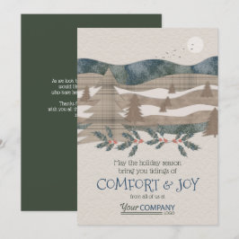 Olive Green, Blue Natuur Company Holiday Cards Kaart