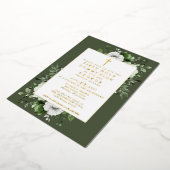 Olive Green Boho Bloemen Eerste Heilige Communie G Folie Uitnodiging (Gedraaid)