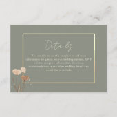 Olive Green Boho Floral Wedding Details Kaart (Voorkant)