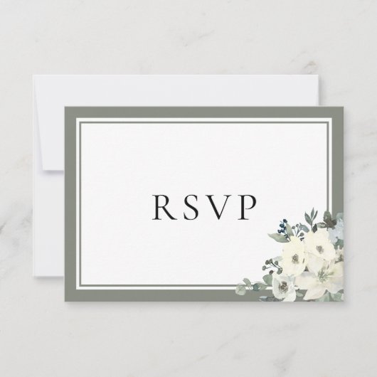 Olive Green Border Elegant Menu Choice RSVP Card (Voorkant)