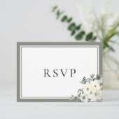 Olive Green Border Elegant Menu Choice RSVP Card (Staand voorkant)
