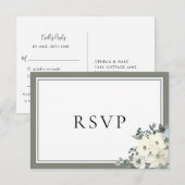 Olive Green Border Elegant Menu Choice RSVP Card (Voorkant / Achterkant)