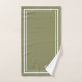 Olive Green Border Script Meisje Monogram Bad Handdoek (Handdoek)
